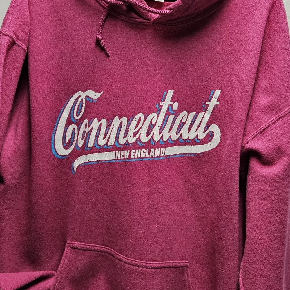 Connecticut New England pink hoodie sweatshirt ~ mens/unisex large